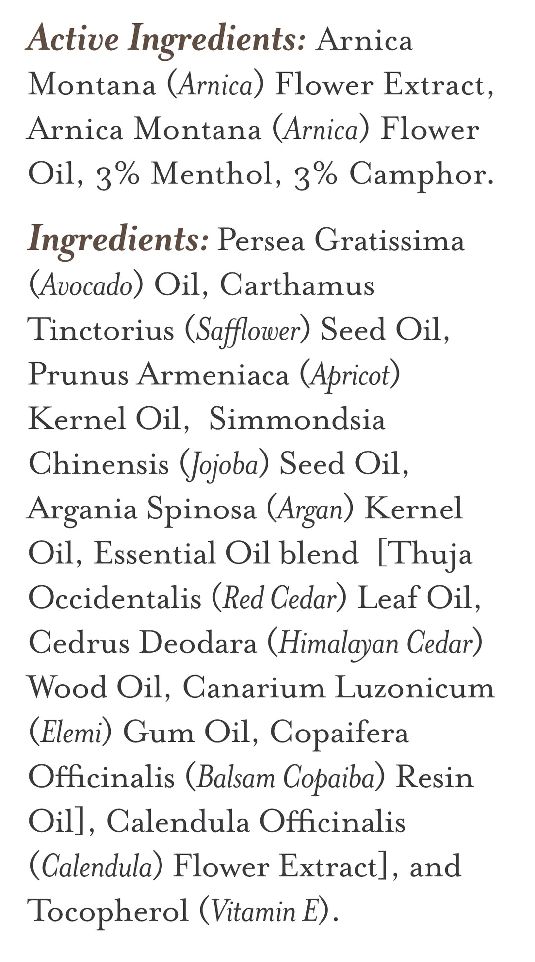 Massage Oil Therapeutic Coastal Cedar with Arnica