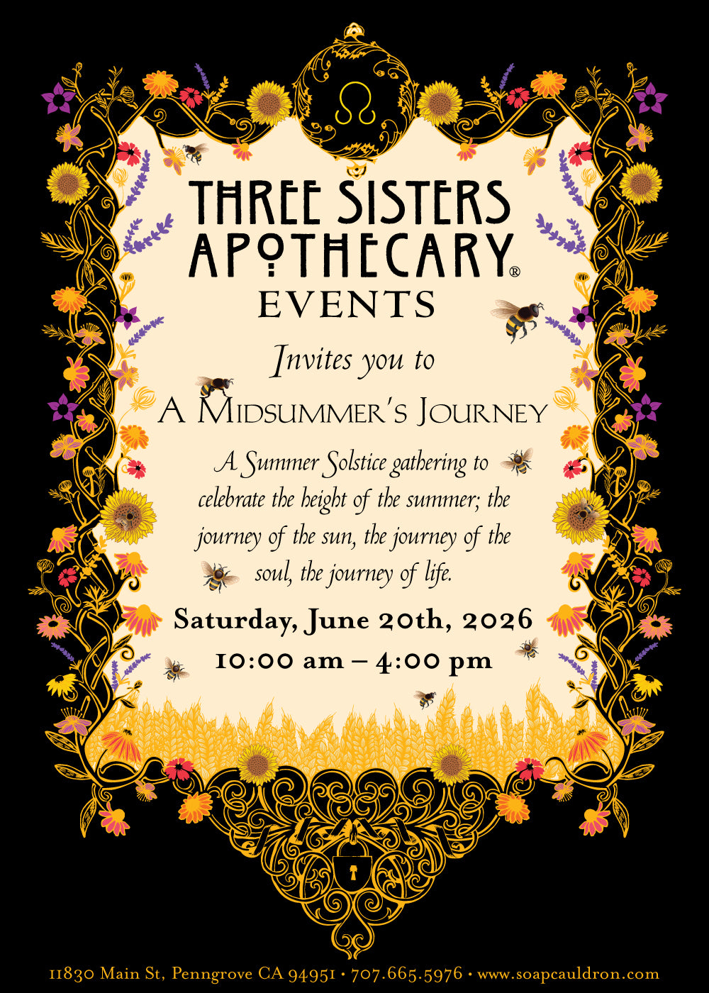 Invitation to 'A Midsummer's Journey' event at Three Sisters Apothecary on June 20th 2026