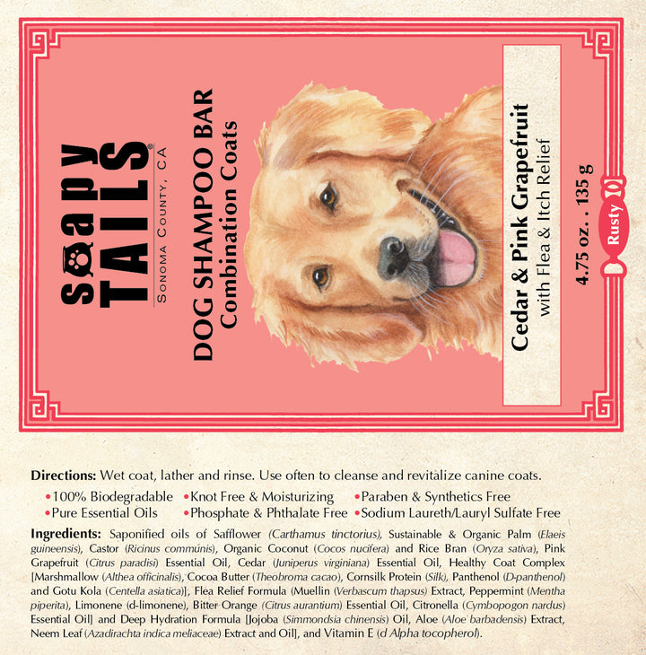 Dog Shampoo Bar Cedar & Pink Grapefruit Combination Coats