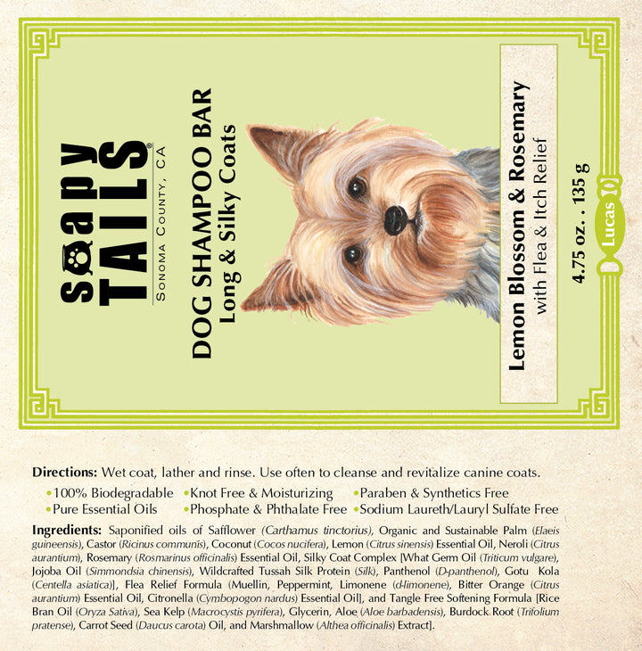 Dog Shampoo Bar Lemon & Rosemary Long & Silky Coats