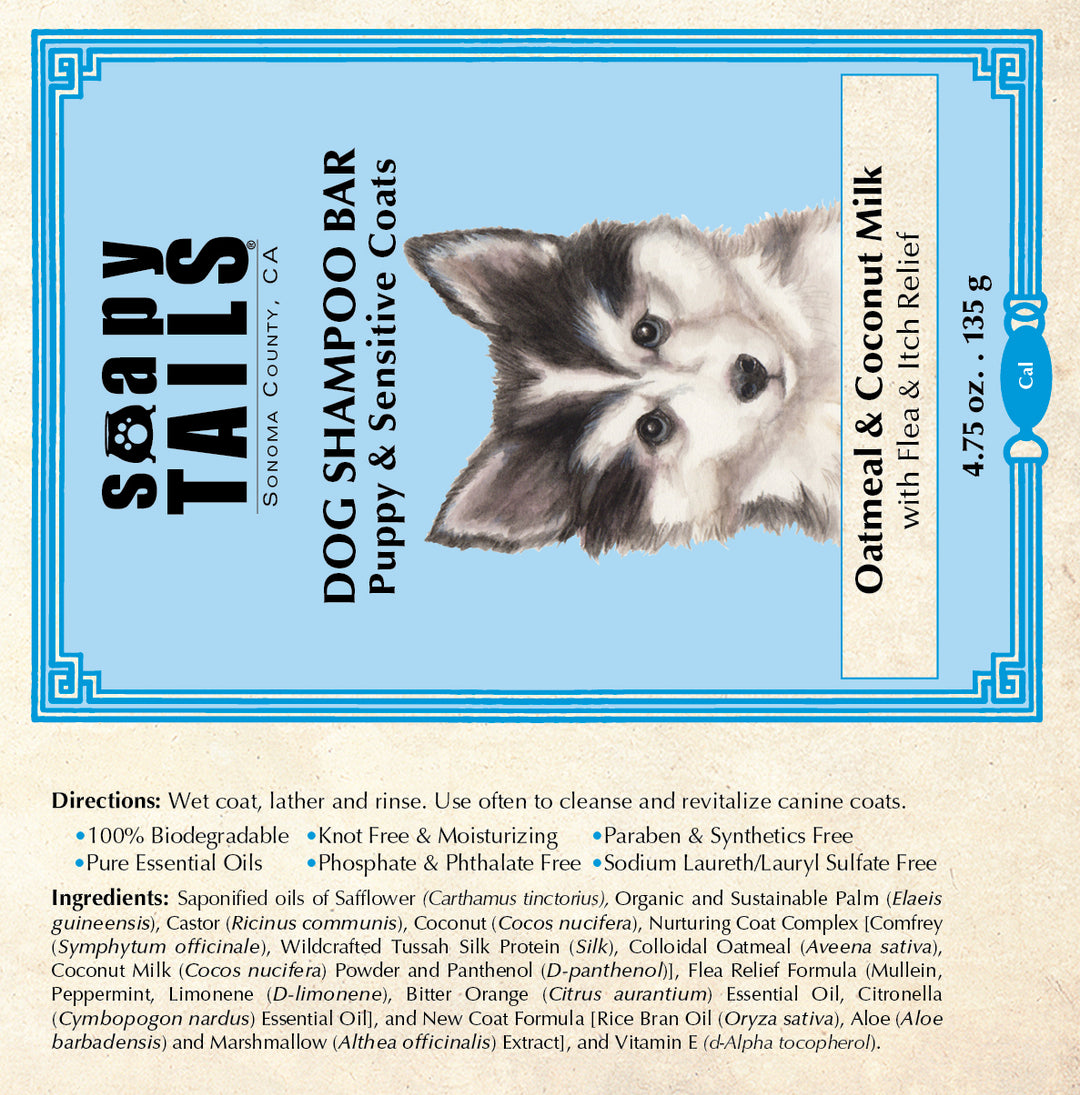 Dog Shampoo Bar Unscented Oatmeal & Coconut Milk - Puppy & Sensitive Coats