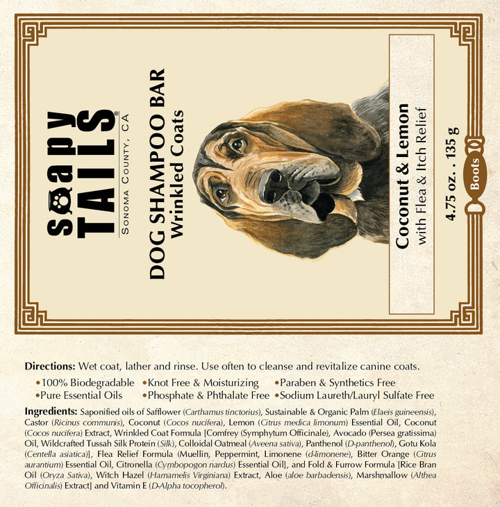 Dog Shampoo Bar Coconut & Lemon Wrinkled Coats