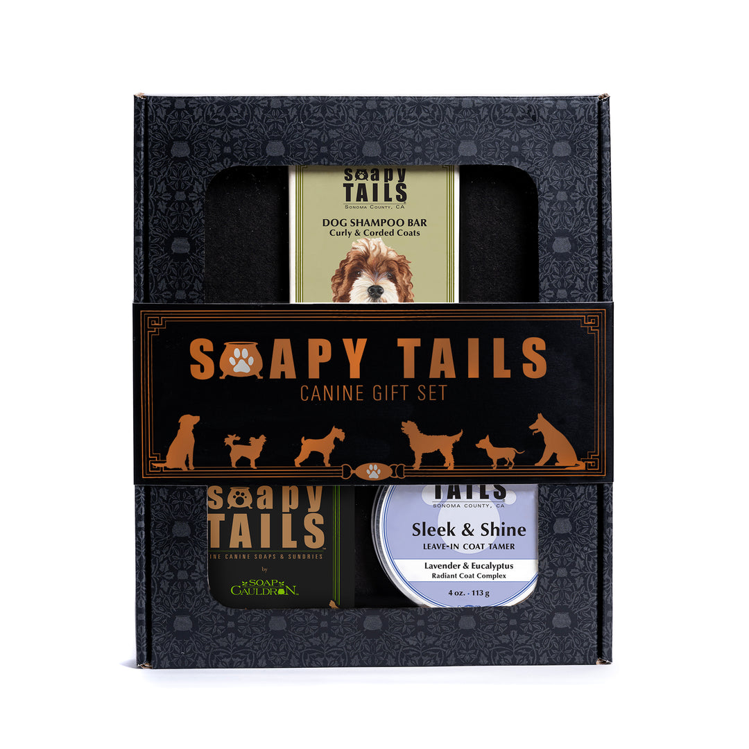 Soapy Tails Dog Boxed Gift Set Shampoo Bar & Coat Tamer