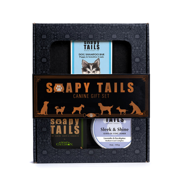 Soapy Tails Dog Boxed Gift Set Shampoo Bar & Coat Tamer