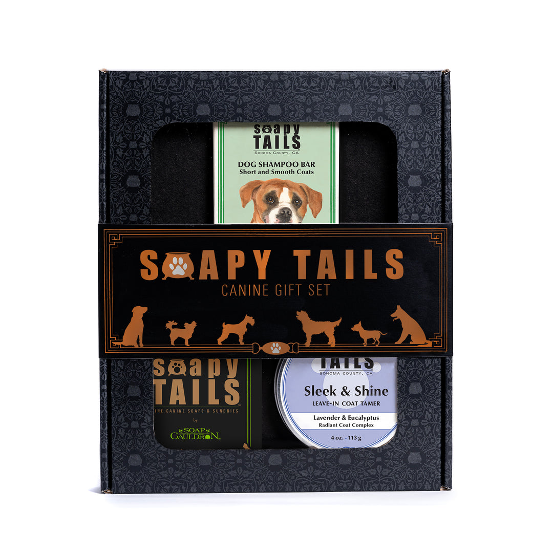 Soapy Tails Dog Boxed Gift Set Shampoo Bar & Coat Tamer