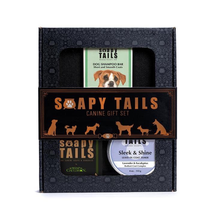 Soapy Tails Dog Boxed Gift Set Shampoo Bar & Coat Tamer